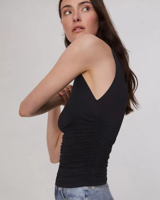 Women TShirts Rag and Bone Luca Shirred Tank Black