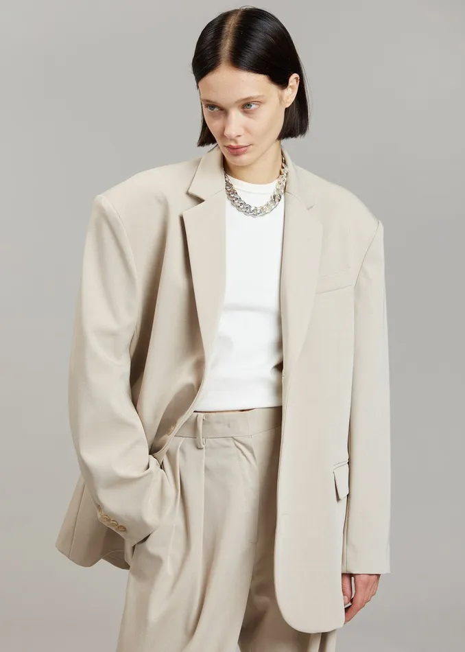 Women Tansy Oversized Blazer 8211 Beige The Frankie Shop Outerwear