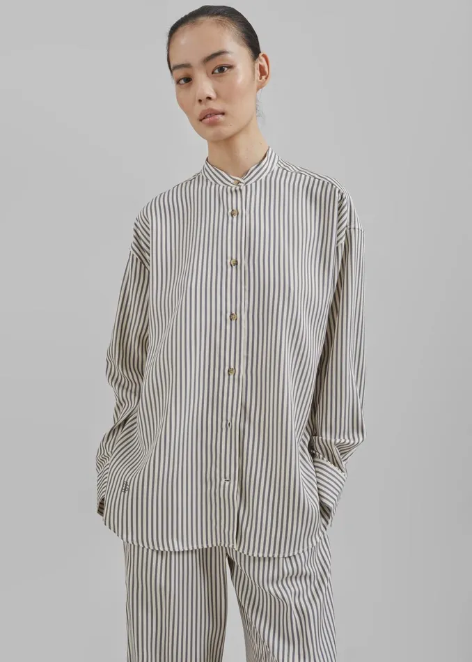 Women The Garment Vence Shirt 8211 CreamGrey Stripe The Frankie Shop Tops