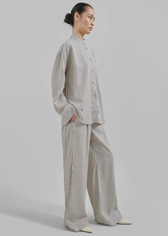 Women The Garment Vence Shirt 8211 CreamGrey Stripe The Frankie Shop Tops