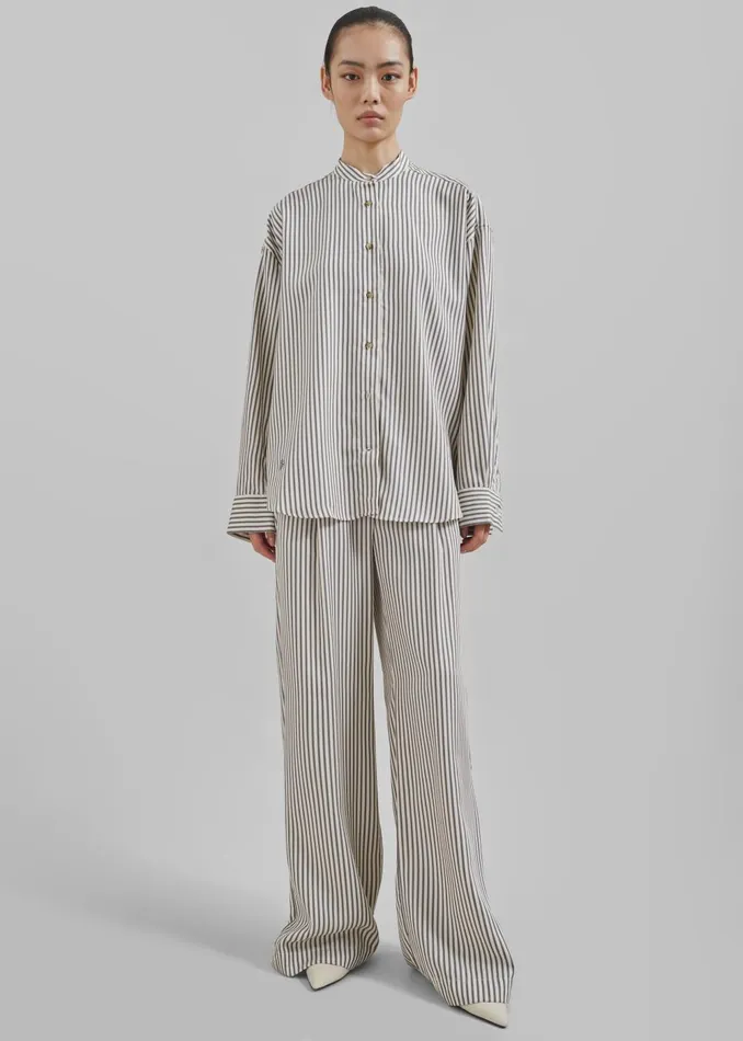 Women The Garment Vence Shirt 8211 CreamGrey Stripe The Frankie Shop Tops