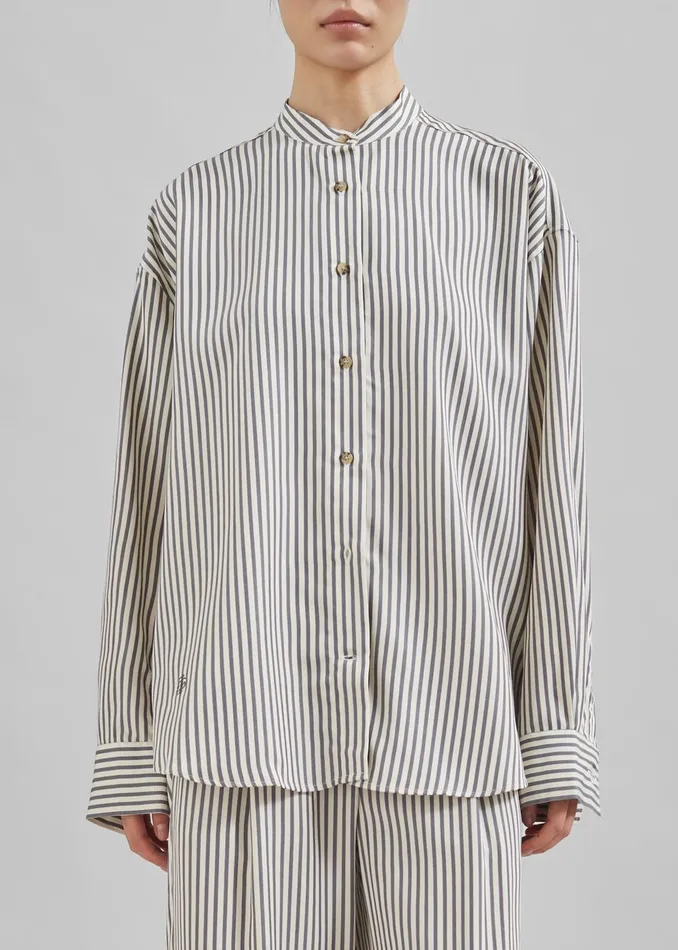 Women The Garment Vence Shirt 8211 CreamGrey Stripe The Frankie Shop Tops