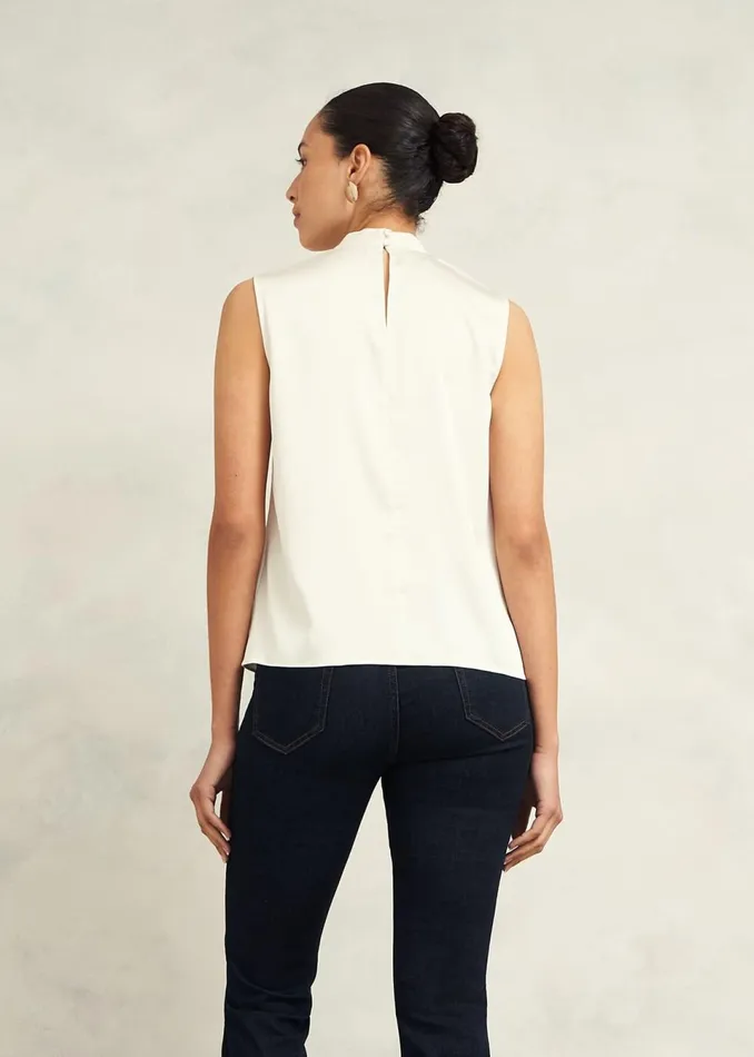 Women Tops Hobbs Nina Satin Blouse Ivory