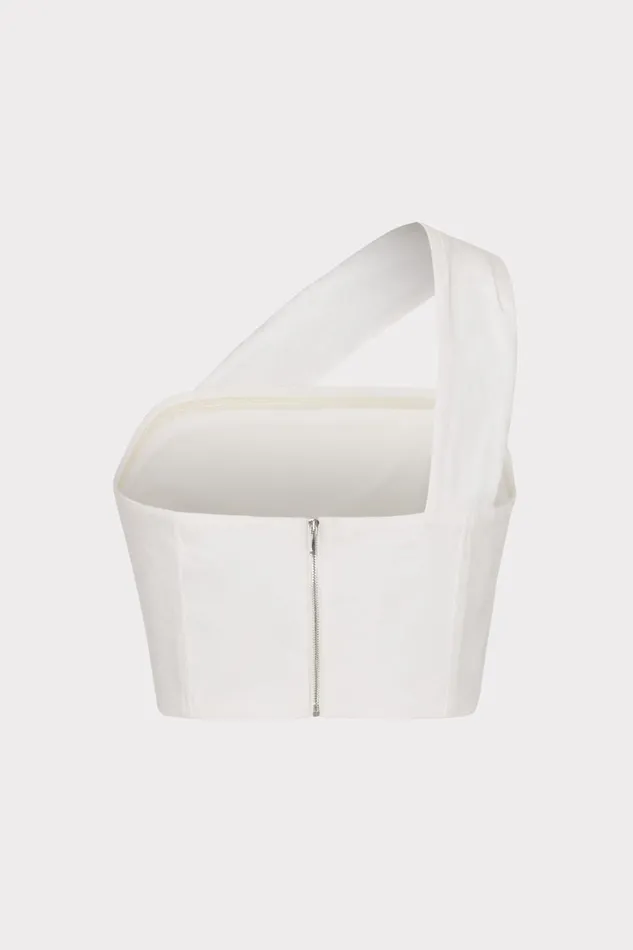 Women Tops Milly Arantza Draped One Shoulder Top White