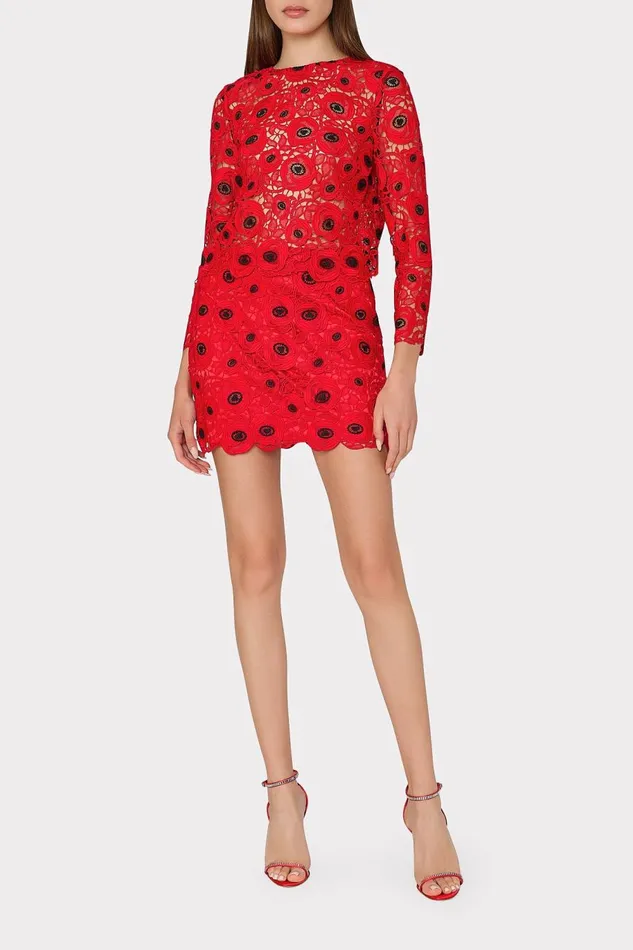 Women Tops Milly Nori Embroidered Lace Top Redblack Women Tops Milly Nori Embroidered Lace Top Redblack