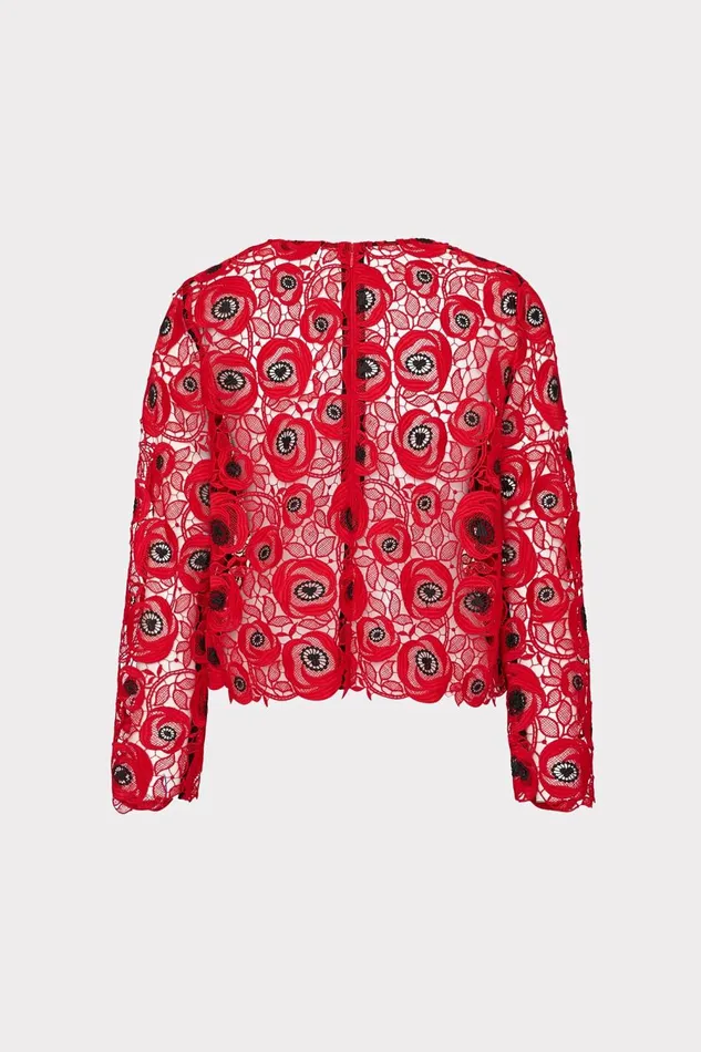 Women Tops Milly Nori Embroidered Lace Top Redblack Women Tops Milly Nori Embroidered Lace Top Redblack