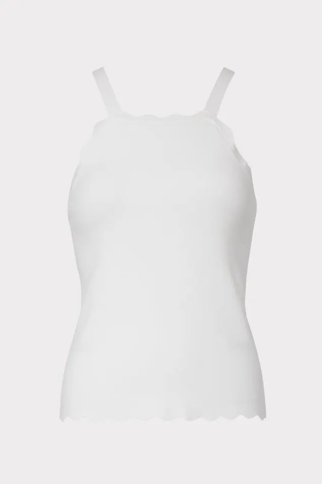 Women Tops Milly Scallop Tank Ecru