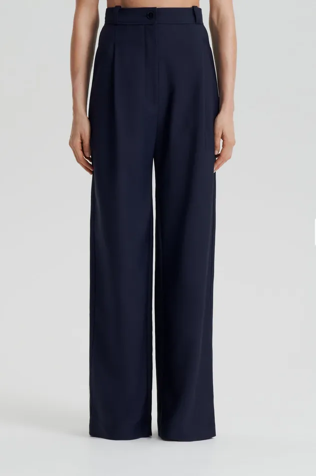 Women Trousers Scanlan Theodore PLEAT DRAPE LEG TROUSER NAVY Women Trousers Scanlan Theodore PLEAT DRAPE LEG TROUSER NAVY
