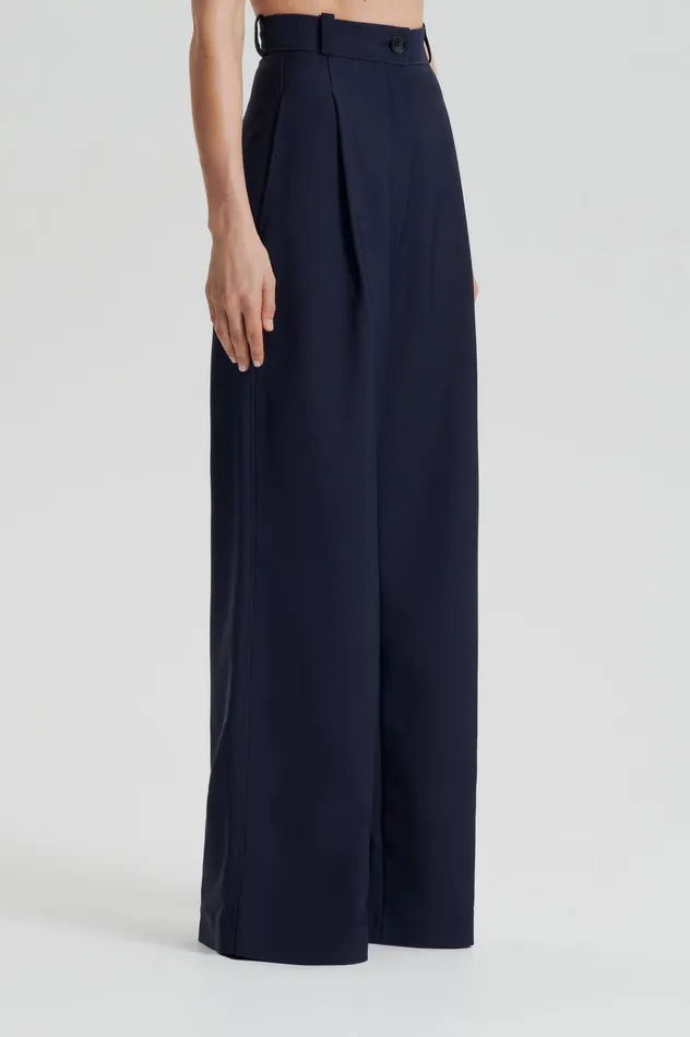Women Trousers Scanlan Theodore PLEAT DRAPE LEG TROUSER NAVY Women Trousers Scanlan Theodore PLEAT DRAPE LEG TROUSER NAVY