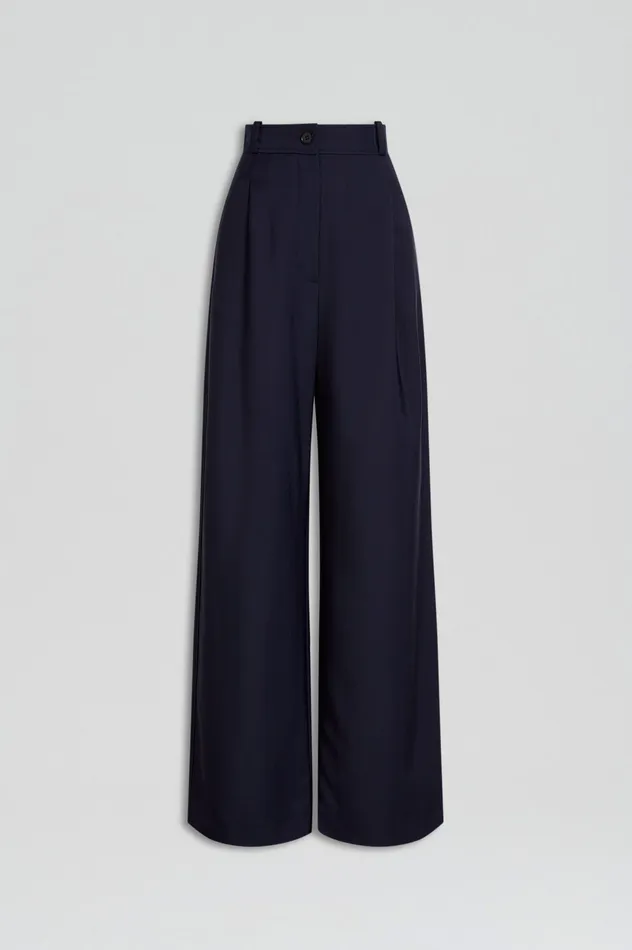 Women Trousers Scanlan Theodore PLEAT DRAPE LEG TROUSER NAVY Women Trousers Scanlan Theodore PLEAT DRAPE LEG TROUSER NAVY