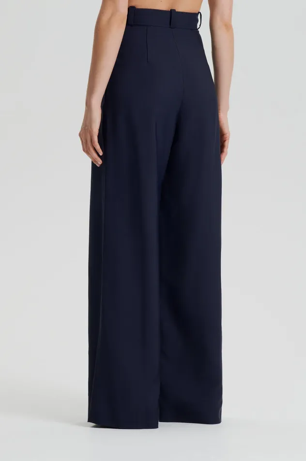 Women Trousers Scanlan Theodore PLEAT DRAPE LEG TROUSER NAVY Women Trousers Scanlan Theodore PLEAT DRAPE LEG TROUSER NAVY