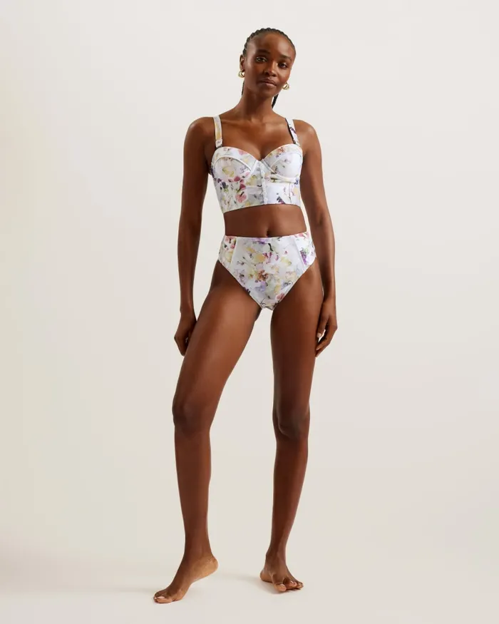 Women ULANIA 8211 Floral Longline Underwired Bikini Top White Ted Baker Swimwear and Beachwear Women ULANIA 8211 Floral Longline Underwired Bikini Top White Ted Baker Swimwear and Beachwear