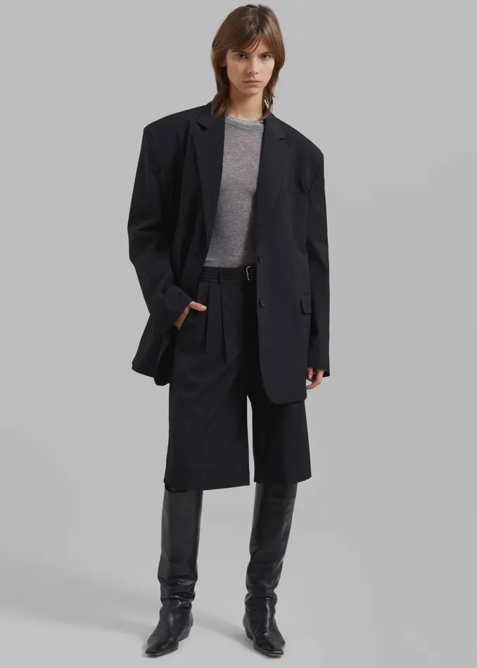 Women Wilma Blazer 8211 Black Pinstripe The Frankie Shop Outerwear