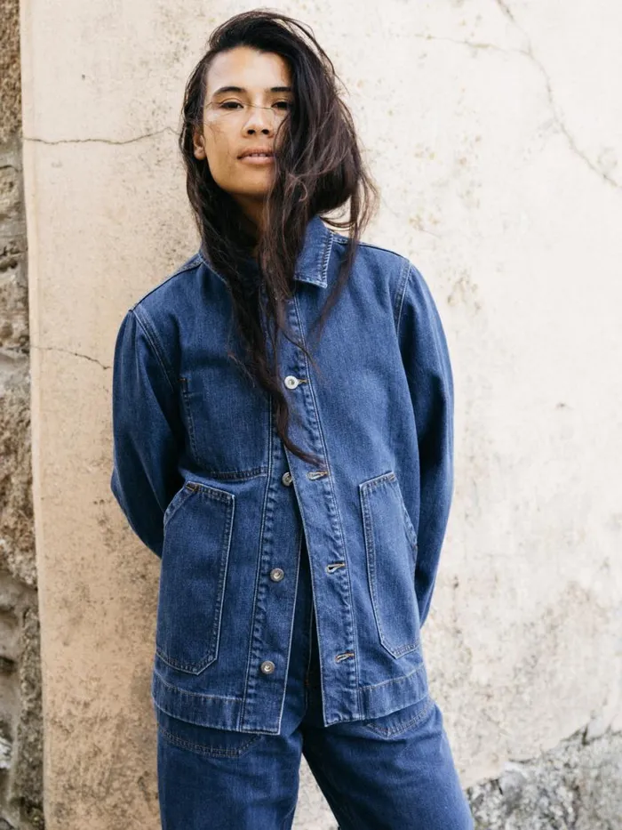 Women Yarrel Denim Chore Jacket Retro Indigo Finisterre Jackets Coats and Gilets