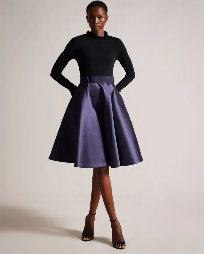 Women ZADI 8211 Knitted Frill Full Skirt Dress Navy Ted Baker Dresses Women ZADI 8211 Knitted Frill Full Skirt Dress Navy Ted Baker Dresses