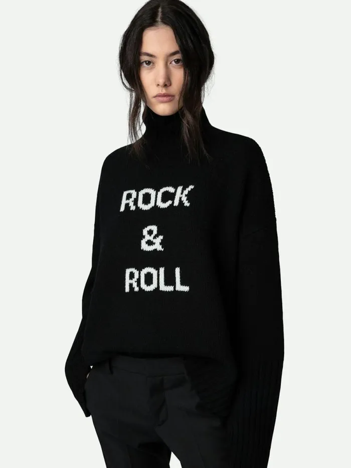 Women Zadig and Voltaire Sweaters and Cardigans Alma Rock and Roll Sweater Black