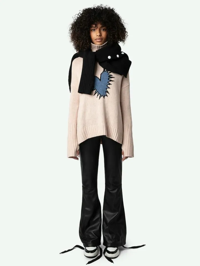 Women Zadig and Voltaire Sweaters and Cardigans Alma Spiked Heart Sweater Sweet