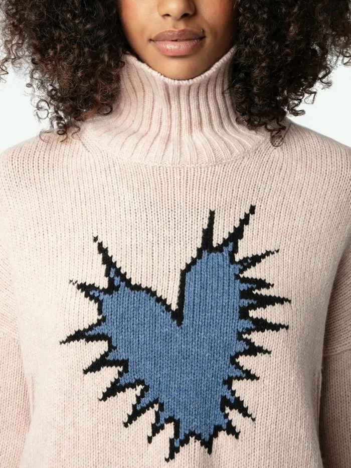 Women Zadig and Voltaire Sweaters and Cardigans Alma Spiked Heart Sweater Sweet