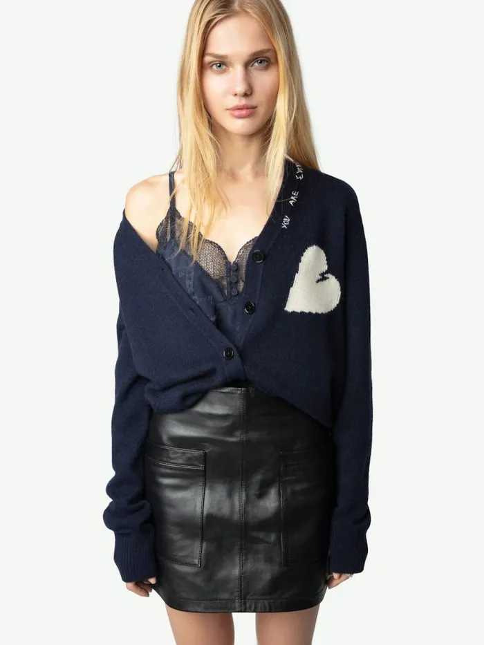 Women Zadig and Voltaire Sweaters and Cardigans Travia Cashmere Cardigan Encre Women Zadig and Voltaire Sweaters and Cardigans Travia Cashmere Cardigan Encre