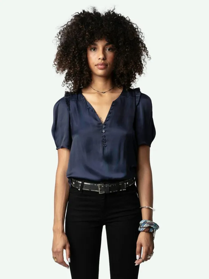 Women Zadig and Voltaire Tops and Shirts Twity Satin Top Sailor Women Zadig and Voltaire Tops and Shirts Twity Satin Top Sailor