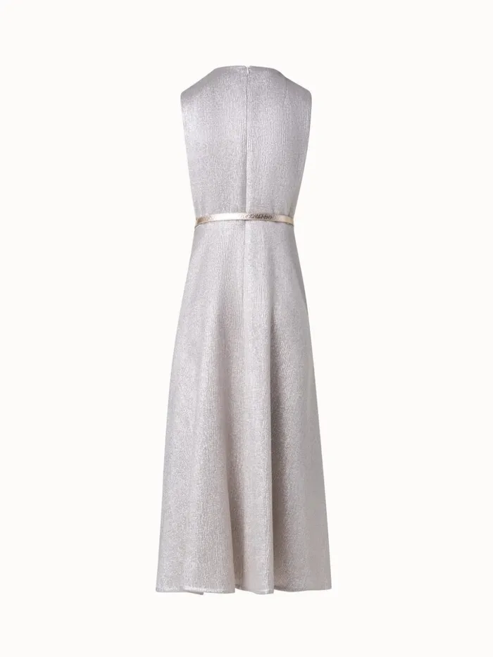 Wool Silk Lurex Midi Dress Greige Women Akris Dresses