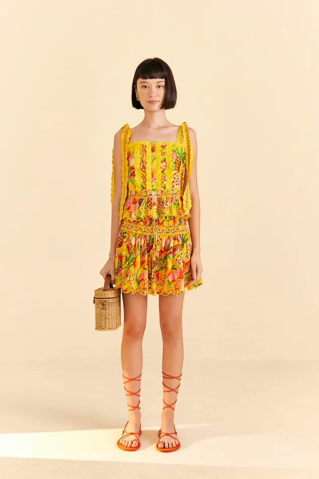 Yellow Fruits Paradise Blouse Women Farm Rio Blouses